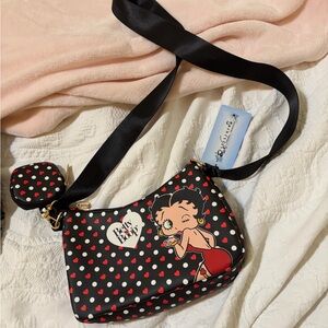 Betty Boop Black and Red Polka Dot Crossbody Bag with coinpurse - NWT